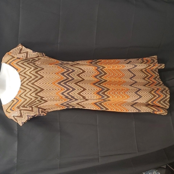 Roz & Ali Dresses & Skirts - Roz & Ali Midi Earth Tone Lace  Dress SZ 8